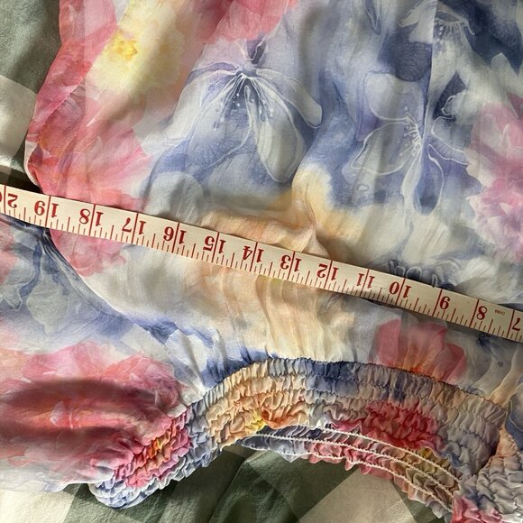 Angela Moda Silk Blouse Womens L Floral Off Shoulder Boho Made in Italy - Picture 7 of 8